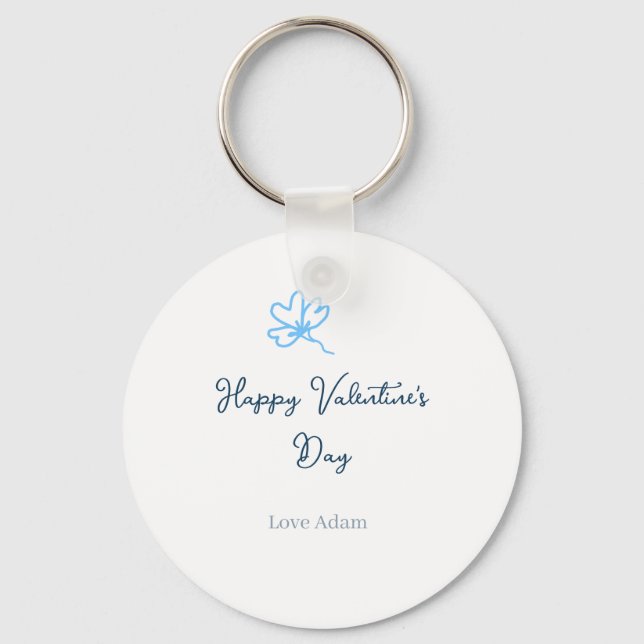 Blue happy Valentine's day love name flower rustic Schlüsselanhänger (Vorderseite)