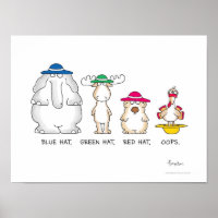 BLUE HAT, GREEN HAT, OOPS Poster von Sandra Boynto