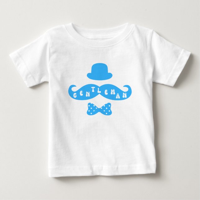 Blue Hat Mustache Lässig Baby Boy T - Shirt (Vorderseite)