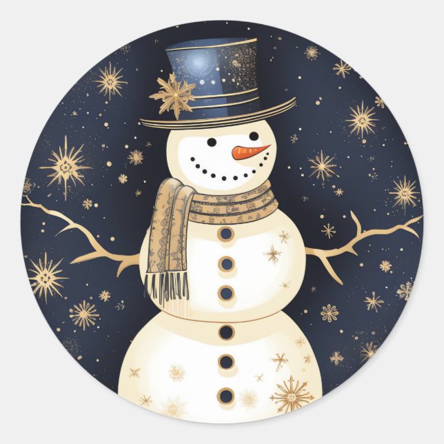Blue Hat Snowman Sticker (Vorderseite)