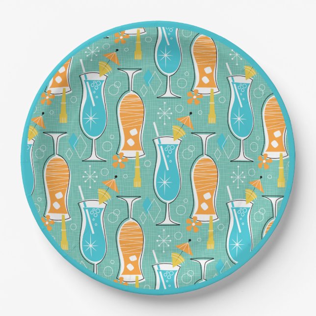Blue Hawaii and Tropical Itch - Bg Turquoise Pappteller (Vorderseite)