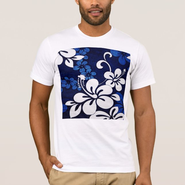 Blue Hawaii-Blume T-Shirt (Vorderseite)