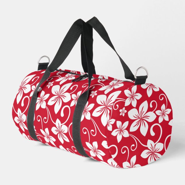 BLUE HAWAII PATTER IN ROT DUFFLE BAG (Linke Seite)