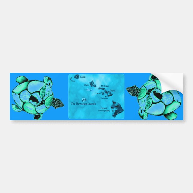 Blue Hawaiian Honu Turtle Autoaufkleber (Vorne)