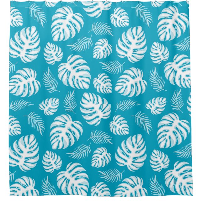 Blue Hawaiian Print Duschvorhang (Vorderseite)