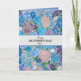 Blue Haze Floral Custom Foto Mutter Day Card Feiertagskarte