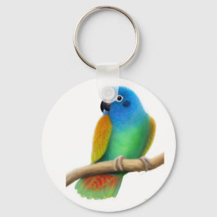 Blue Headed Pionus Parrot Keychain Schlüsselanhänger