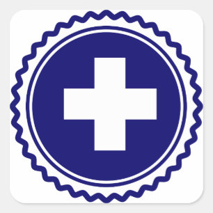 Blue Health Care Cross Quadratischer Aufkleber