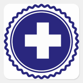 Blue Health Care Cross Quadratischer Aufkleber