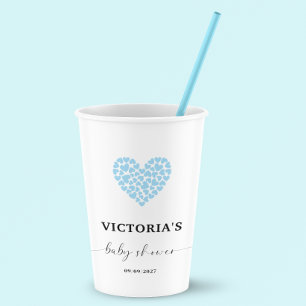Blue Heart Baby Dusche Party Pappbecher
