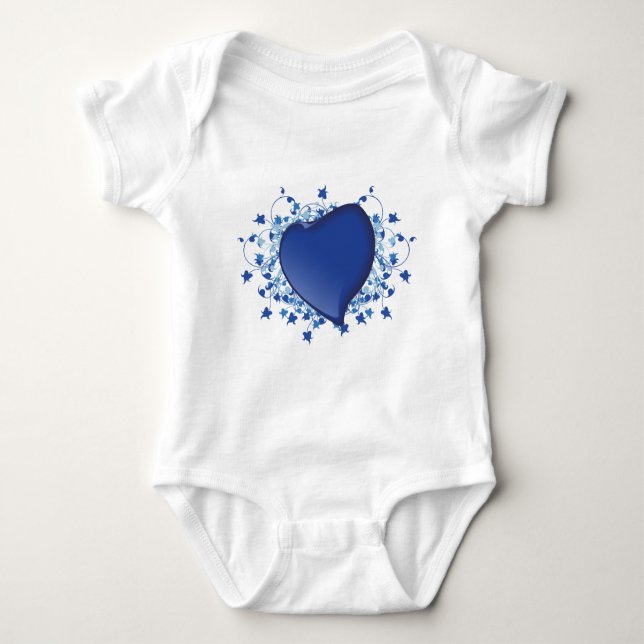 Blue Heart Baby Strampler (Vorderseite)