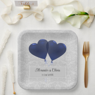 Blue Heart Balloons Polterabend Paper Teller