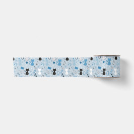 Blue Heart Cats Mitte des Jahrhunderts Satinband