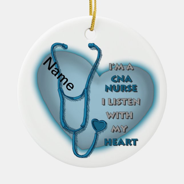 Blue Heart CNA Nurse Keramik Ornament (Vorne)