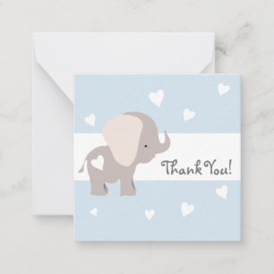 Blue Heart Elephant Merci Carte pour notes