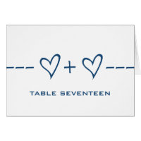 Blue Heart Equation Tischnummer Card