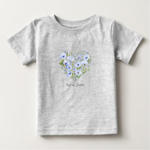 Blue Heart Floral Baby T - Shirt