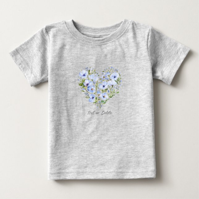 Blue Heart Floral Baby T - Shirt (Vorderseite)