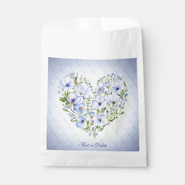 Blue Heart Floral Favor Bags Geschenktütchen (Vorderseite)