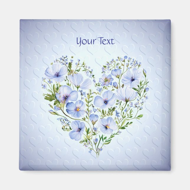 Blue Heart Floral Magnet (Vorne)