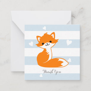 Blue Heart Fox Merci Cartes de notes