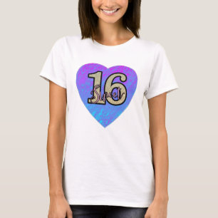 Blue Heart Girls Sweet 16 Anniversaire T-shirt