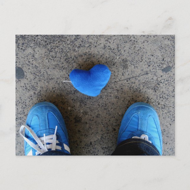 Blue Heart Liebe Postkarte (Vorderseite)