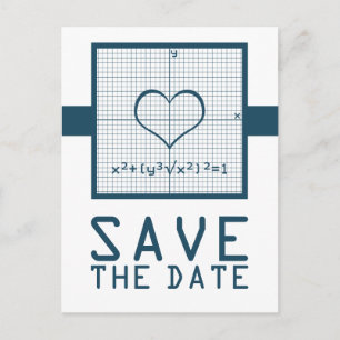 Blue Heart Math Graph Save the Date Postkarte
