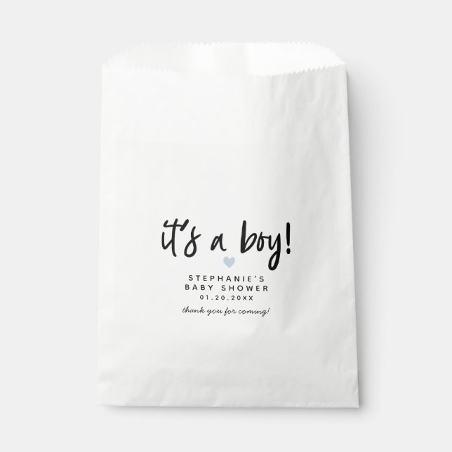 Blue Heart Modern Baby Dusche Geschenktütchen (Vorderseite)