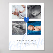 Blue Heart Monogram Baby Foto Collage