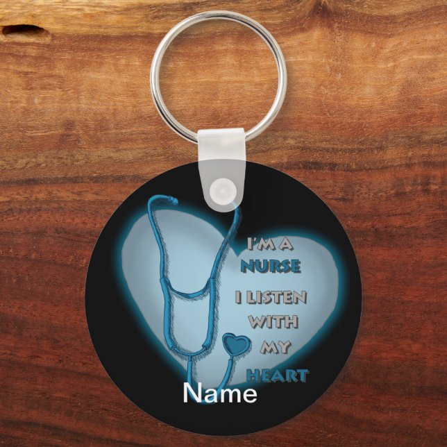 Blue Heart Nurse Schlüsselanhänger (Vorderseite)