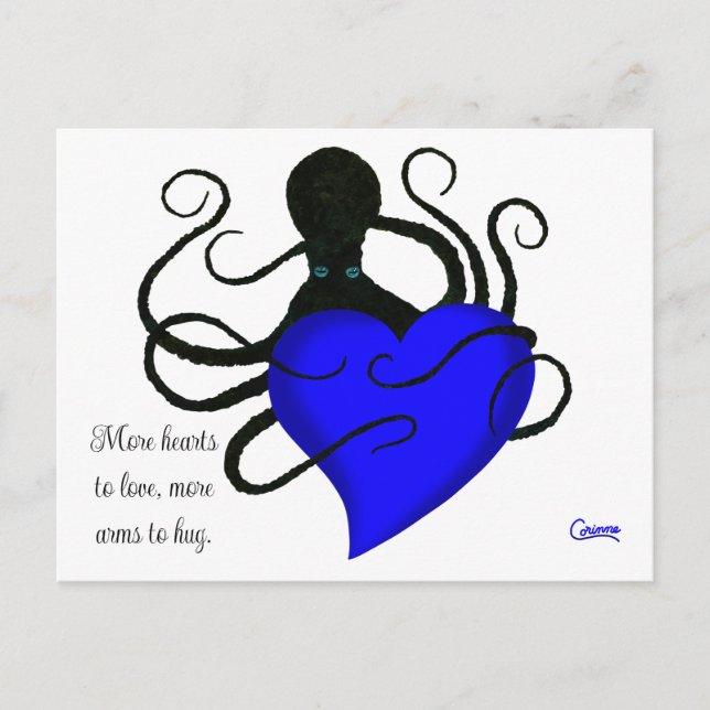 Blue Heart Octopus - Postkarte (Vorderseite)