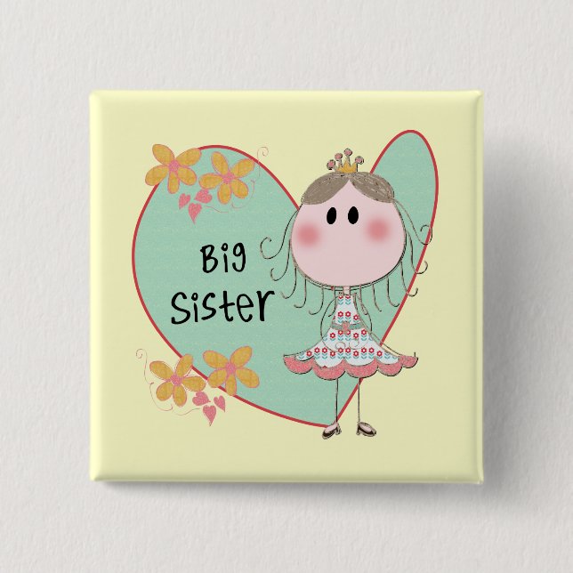 Blue Heart Princess Big Sister Button (Vorderseite)