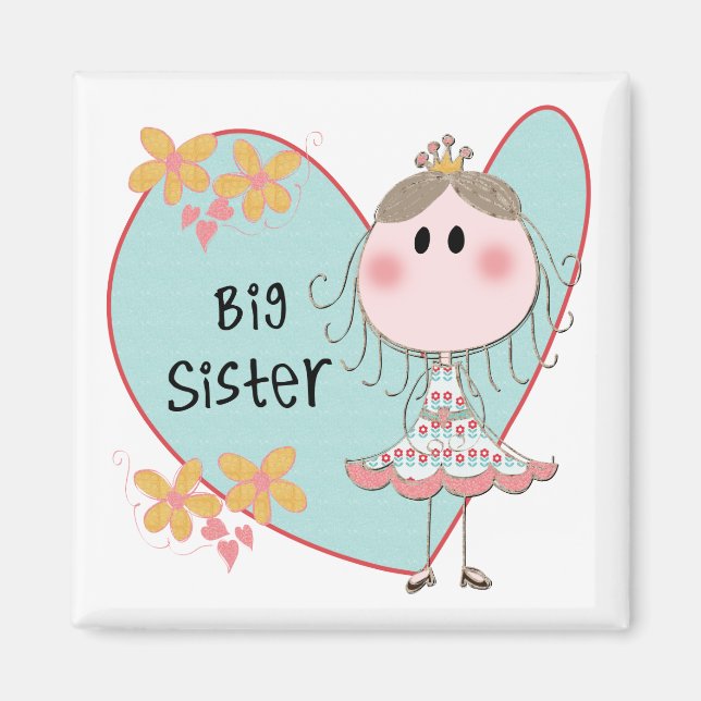 Blue Heart Princess Big Sister Magnet (Vorne)