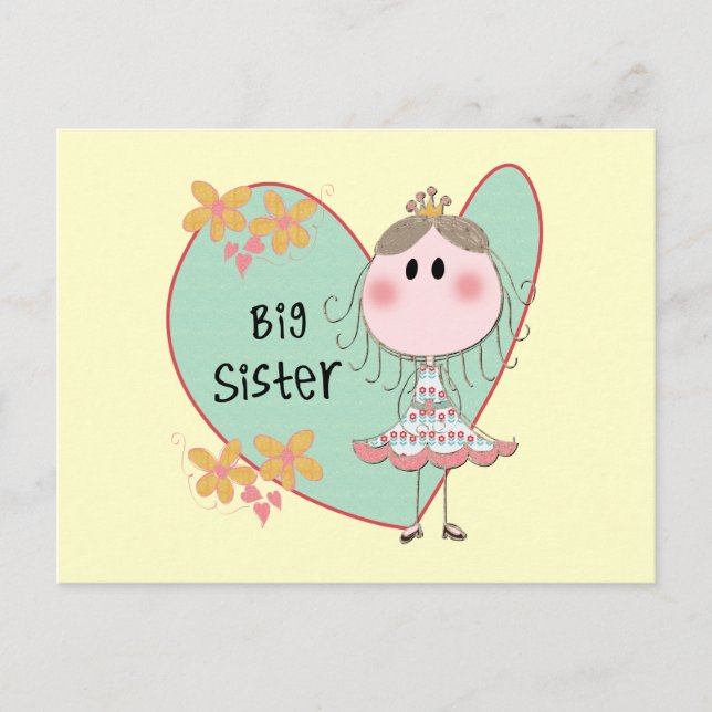 Blue Heart Princess Big Sister Postkarte (Vorderseite)