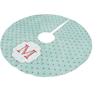 Blue Heart Punkt Monogram Initial Tree Skirt Polyester Weihnachtsbaumdecke