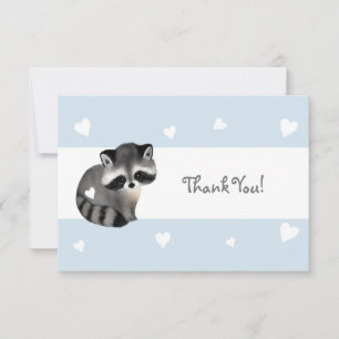Blue Heart Raccoon Carte de remerciements