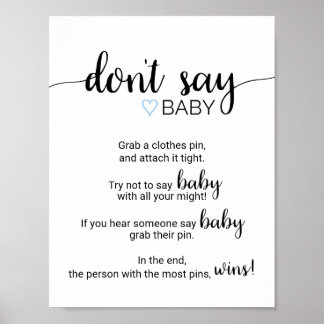 Blue Heart | Schwarze Kalligraphie Sage kein Baby- Poster