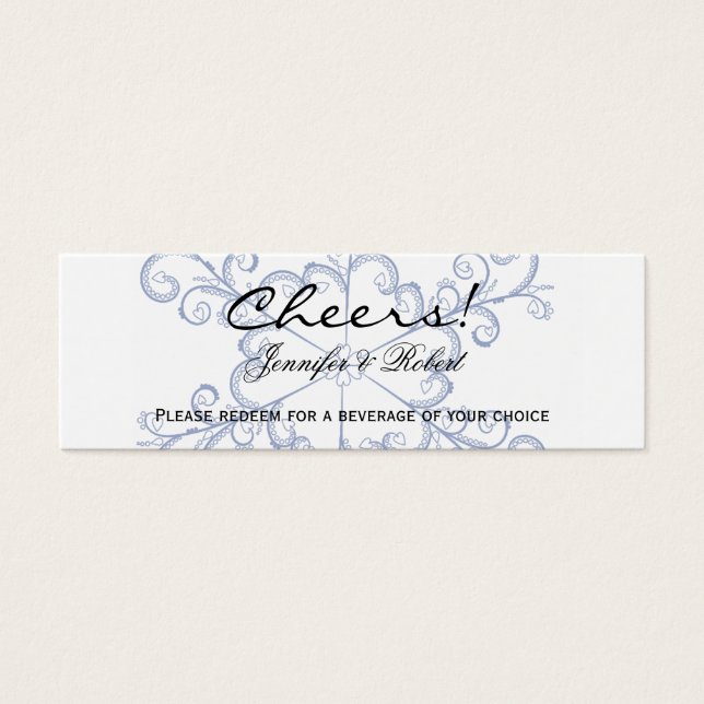 Blue Heart Snowflake Mariage Boire Billets (Devant)
