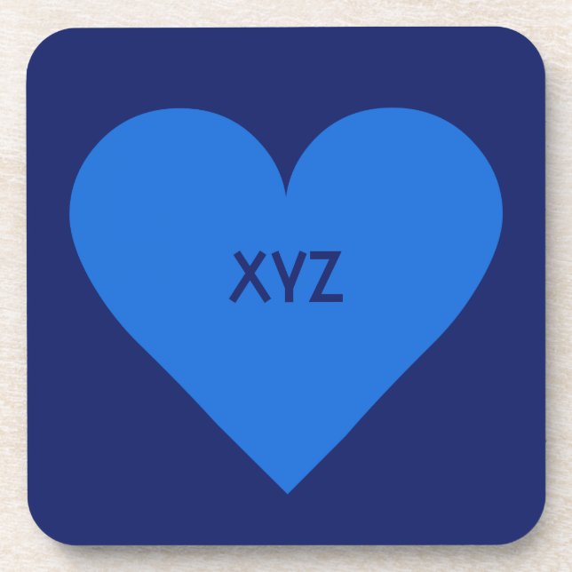 Blue Heart Valentine Custom Untersetzer (Vorderseite)