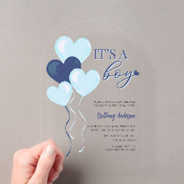 Blue Heart Valentines Es ist eine Baby-Dusche Acryleinladungen