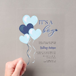 Blue Heart Valentines Es ist eine Baby-Dusche Acryleinladungen