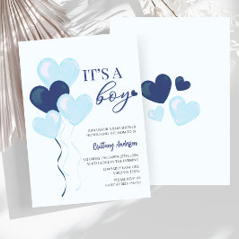 Blue Heart Valentines Es ist eine Baby-Dusche Einladung