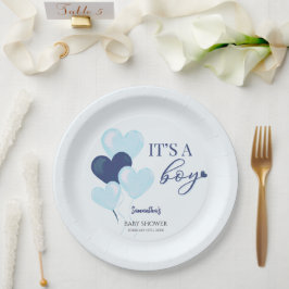 Blue Heart Valentines Es ist eine Baby-Dusche Pappteller