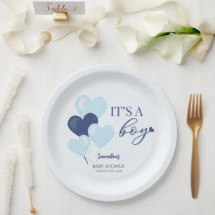 Blue Heart Valentines Es ist eine Baby-Dusche Pappteller