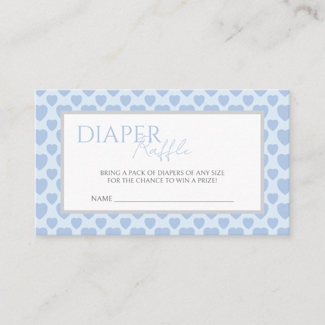 Blue Hearts Baby Shower Diaper Raffle  Begleitkarte (Vorderseite)