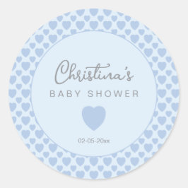 Blue Hearts Baby Shower  Runder Aufkleber