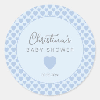 Blue Hearts Baby Shower  Runder Aufkleber