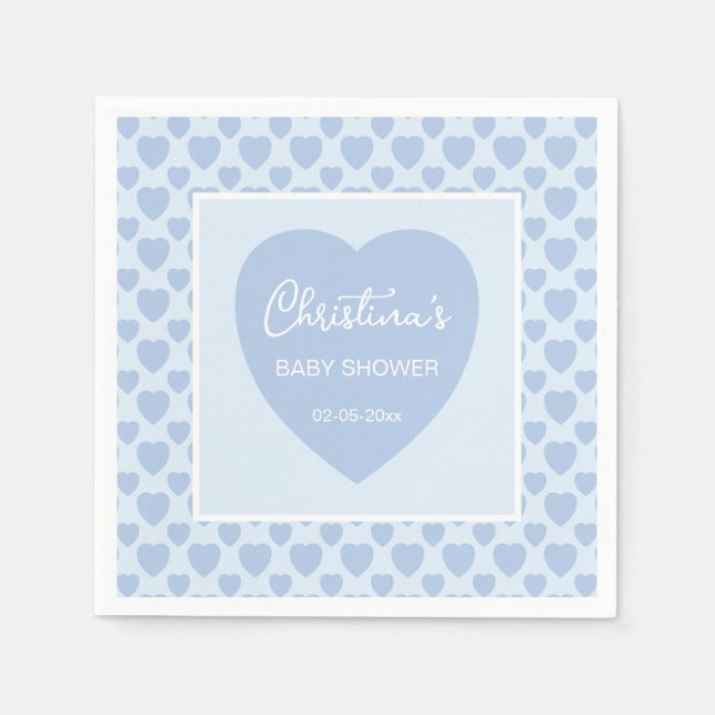 Blue Hearts Baby Shower  Serviette (Vorderseite)
