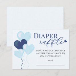 Blue Hearts Boy Baby Shower Diaper Raffle Begleitkarte